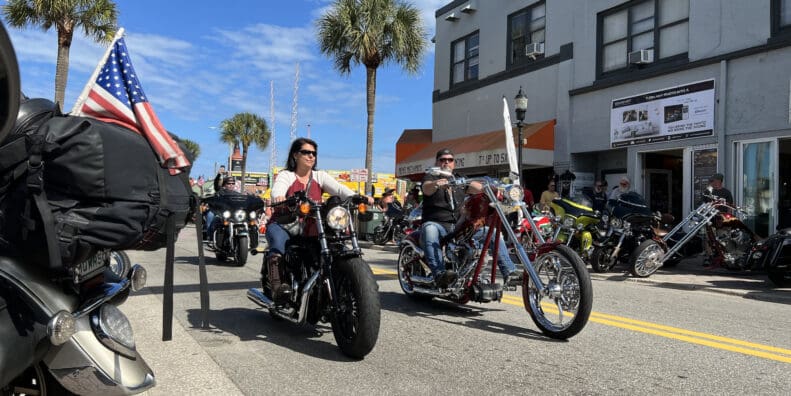 A view of 2021's Daytona Biketoberfest. Media sourced from the Daytona Beach Area Convention and Visitors Bureau on the official press release.