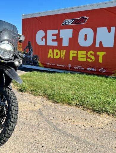 The welcome banner for GET ON! Adventure Fest Sturgis 2022!