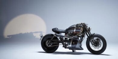 'JBBS,' the custom Bonneville cafe racer courtesy of Tamarit Motorcycles. Media sourced from Tamarit Motorcycles.