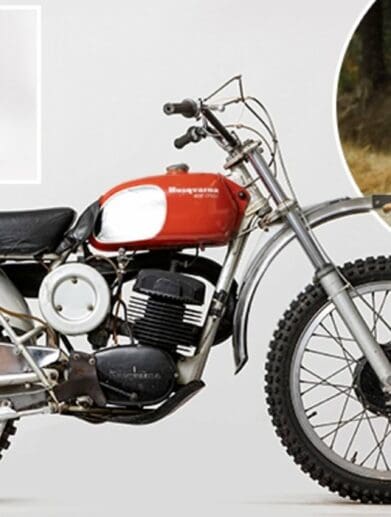 Steve McQueen's Husqvarna Cross 500, which just sold at auction. Media sourced from This is Money.