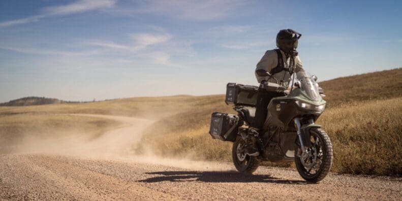 A motorcyclist enjoying the vitamin D on a rural route recommended by the nonprofit organization known as Backcountry Discovery Routes. Media sourced from BDR's press release.