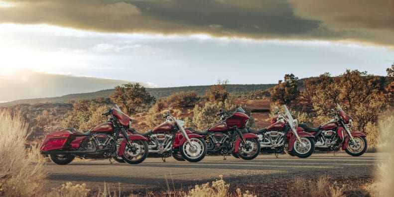 A view of Harley's recent 2023 drop, which includes a handful of Anniversary edition motorcycles celebrating the brand's 120th anniversary. Media sourced from Harley-Davidson's press release.