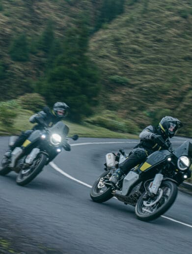 A pair of Huskies enjoy the local twisties and smooth asphalt. Media sourced from Husqvarna.