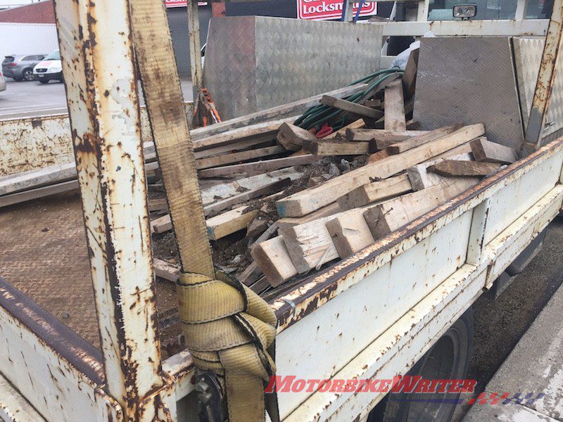 Unsecured load in a ute cargo
