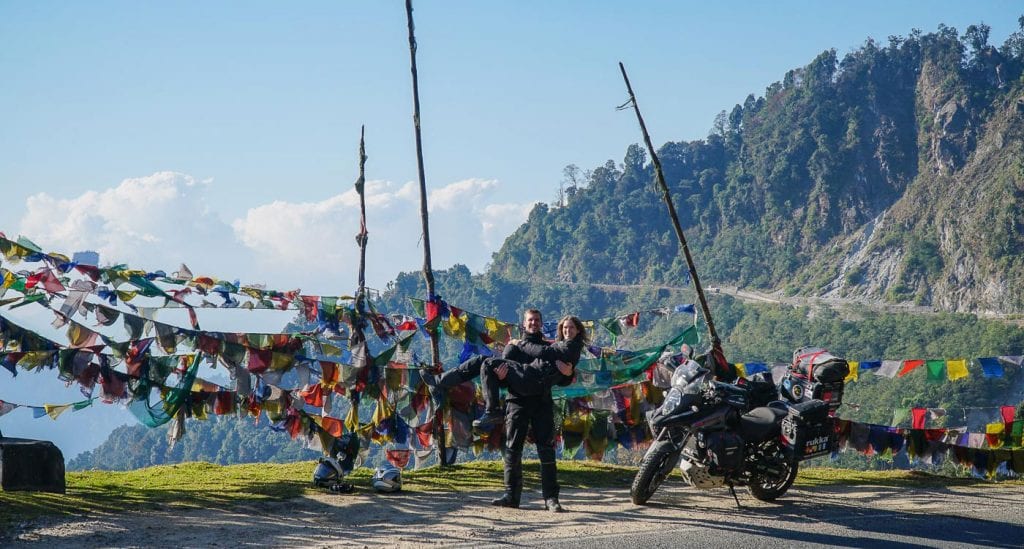 A rider experiences the iconic landmarks of Bhutan