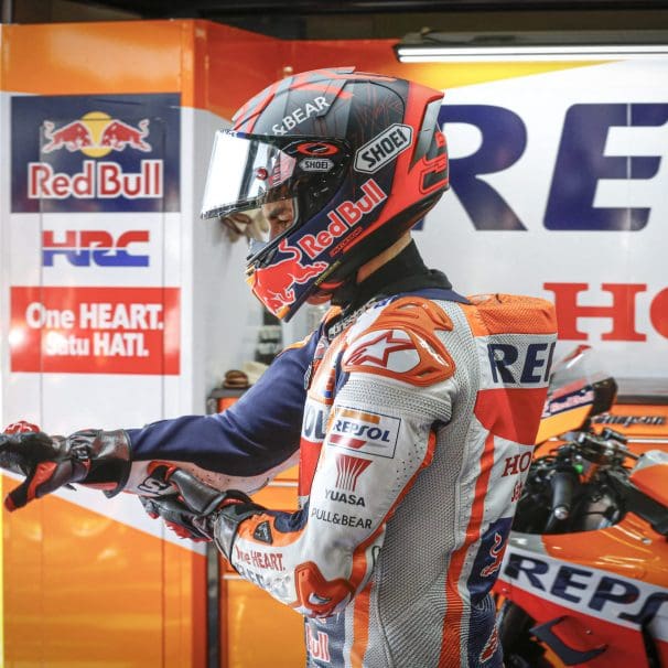 Marc Marquez on the MotoGP track. Media sourced from SpeedCafe.