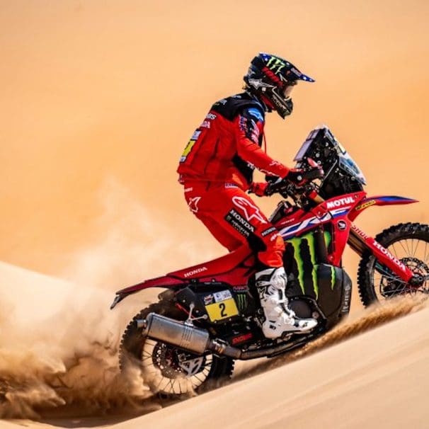 A view of Adrien Van Beveren, who won the Abu Dhabi Desert Challenge. Media sourced from a recent press release from Monster Energy Honda.