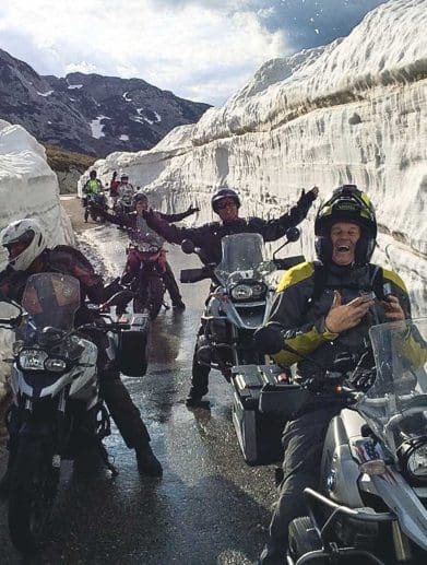 A view of motorcyclists enjoying a motorcycle tour of Europe. Media sourced from RIDE Adventures.