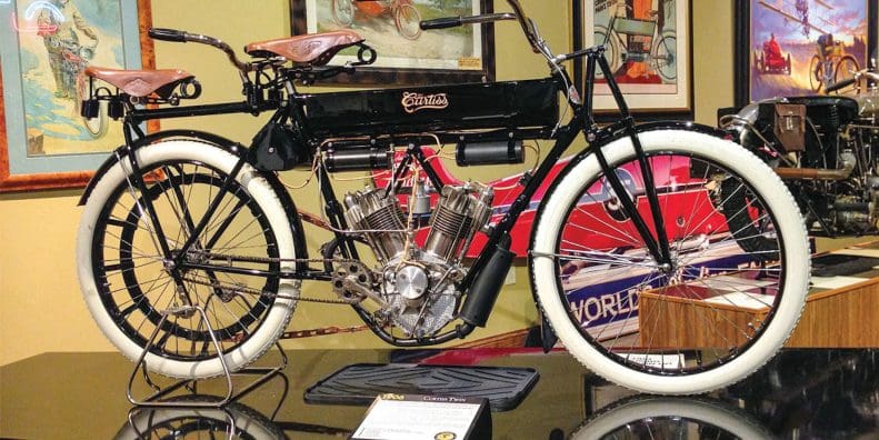 A 1906 Curtiss Twin, present at the collections of Iowa's National Motorcycle Museum. Media sourced from the NMM.