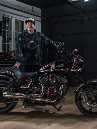 A view of the custom Sport Chief gifted to Jeremy “Twitch” Stenberg courtesy of Carey Hart and Indian's "Forged" series. Media sourced from Indian Motorcycles.