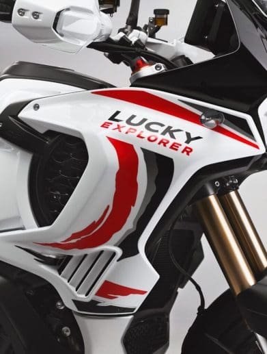 MV Agusta's Lucky Explorer. Media sourced from MV Agusta and Gear Junkie.