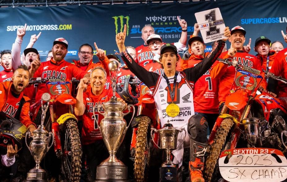 Chase Sexton, who has just won a premier-class AMA Supercross title for Honda. Media sourced from Honda's press release.