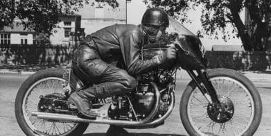 A Vincent bike being put theourhg her paces. Media sourced from the Vintagent.