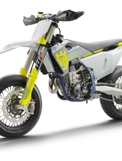 Husqvarna's 2024 FS 450 - a refreshed supermoto racer featuring new color graphics and a more grippy seat. Media sourced from Husqvarna's recent press release.