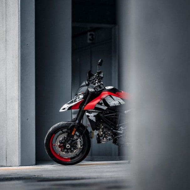 The new livery scheme Ducati's created for their 2024 Hypermotard 950 RVE. Media sourced from Ducati.