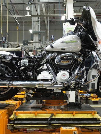 A view of Harley's bikes in their factory. Media sourced Fromm Harley-Davidson and the company's dedicated Facebook page for their HD Museum.