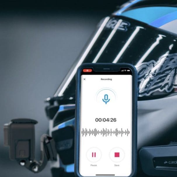 A view of Cardo's new intercom recorder, available on the Cardo Connect app. Media sourced from Cardo.