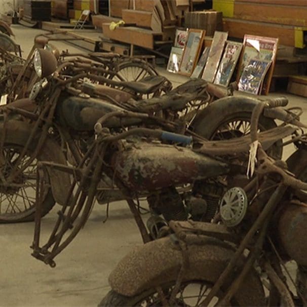 A slew of old bikes that will likely be a headache for titling, found in Rutland County, Vermont. Media sourced from WCAX.