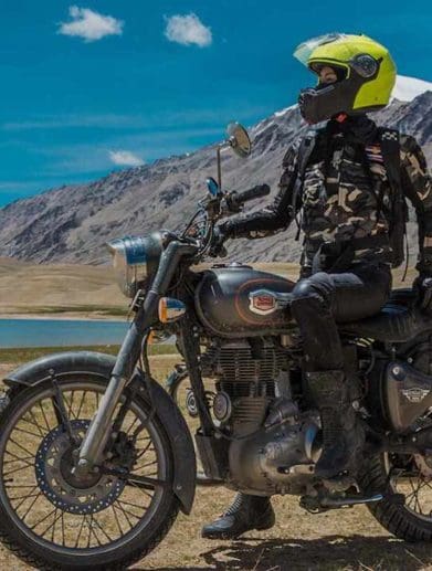 A Royal Enfield rider. Media sourced from First Post.