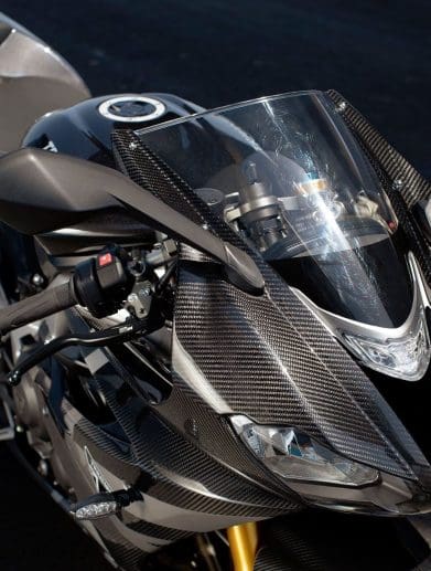 A view of the 2021 Triumph Daytona 765, some components of which may be borrowed for this budding 660. Media sourced from Motorcyclist.