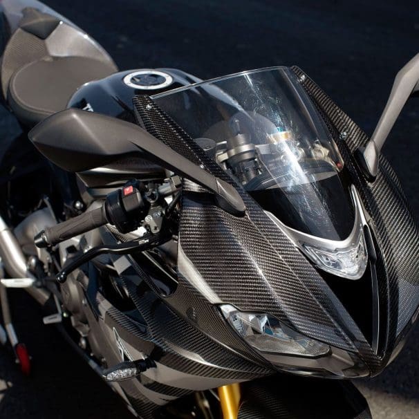 A view of the 2021 Triumph Daytona 765, some components of which may be borrowed for this budding 660. Media sourced from Motorcyclist.