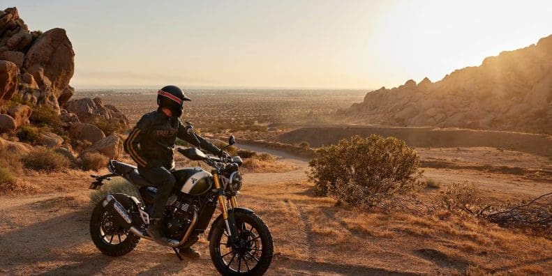 A view of Triumph's Scrambler 400 X. Media provided by Triumph.