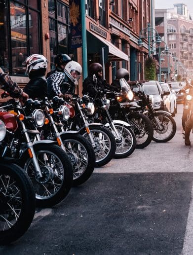 A bevy of riders on Royal Enfield bikes. Media sourced from Royal Enfield of North America.