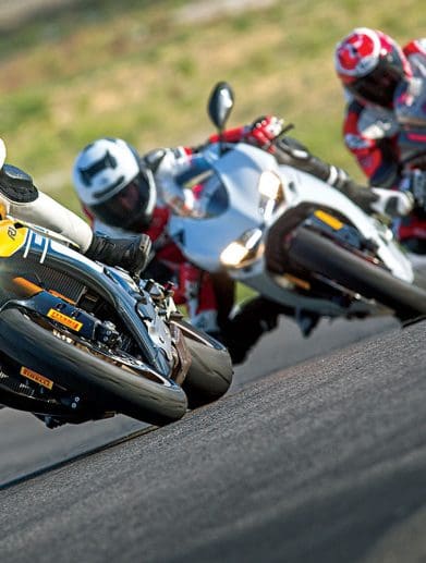 motorcycles on a racetrack