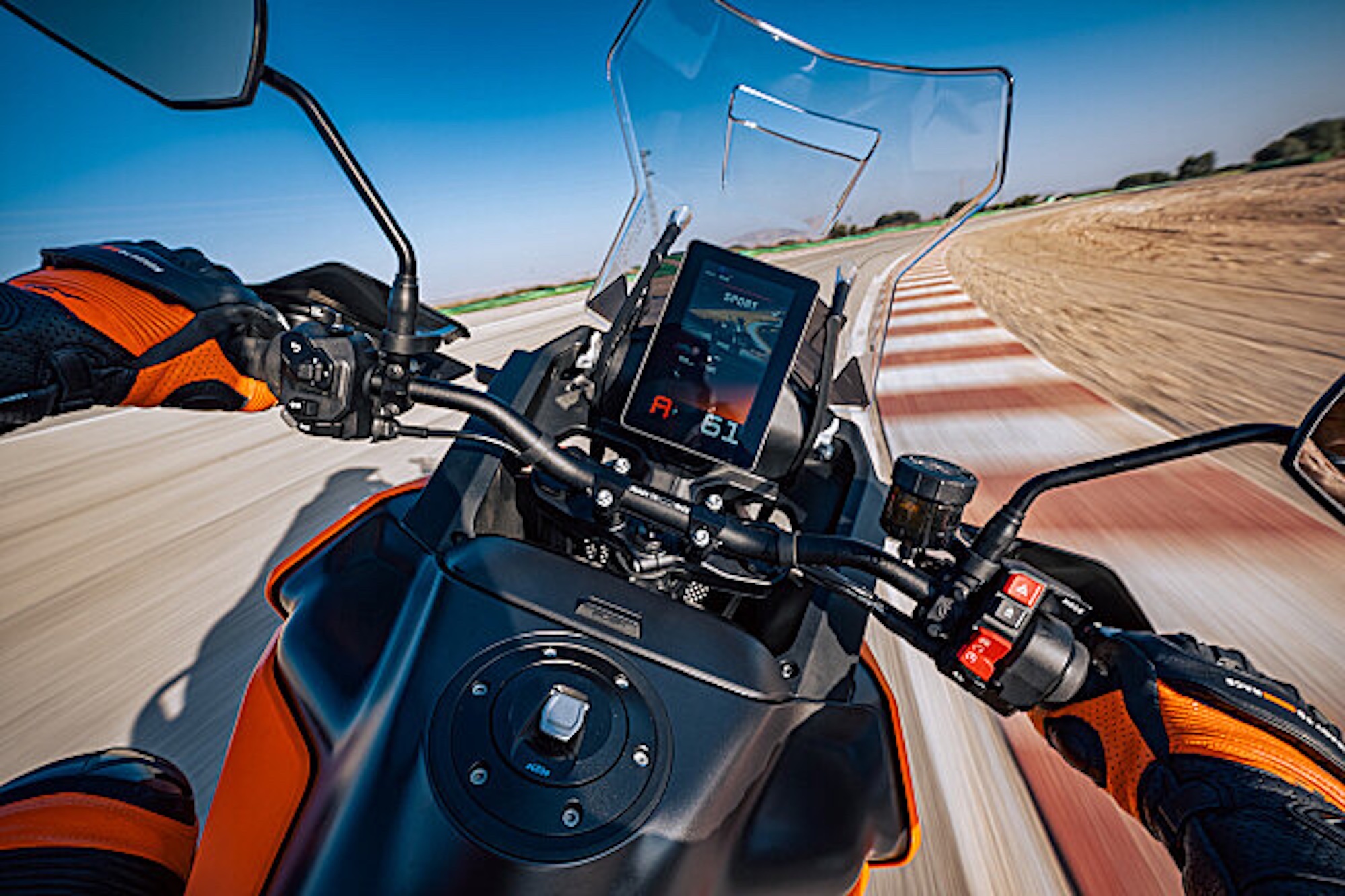 A view of the new dash that will soon be available on KTM's motorcycles.