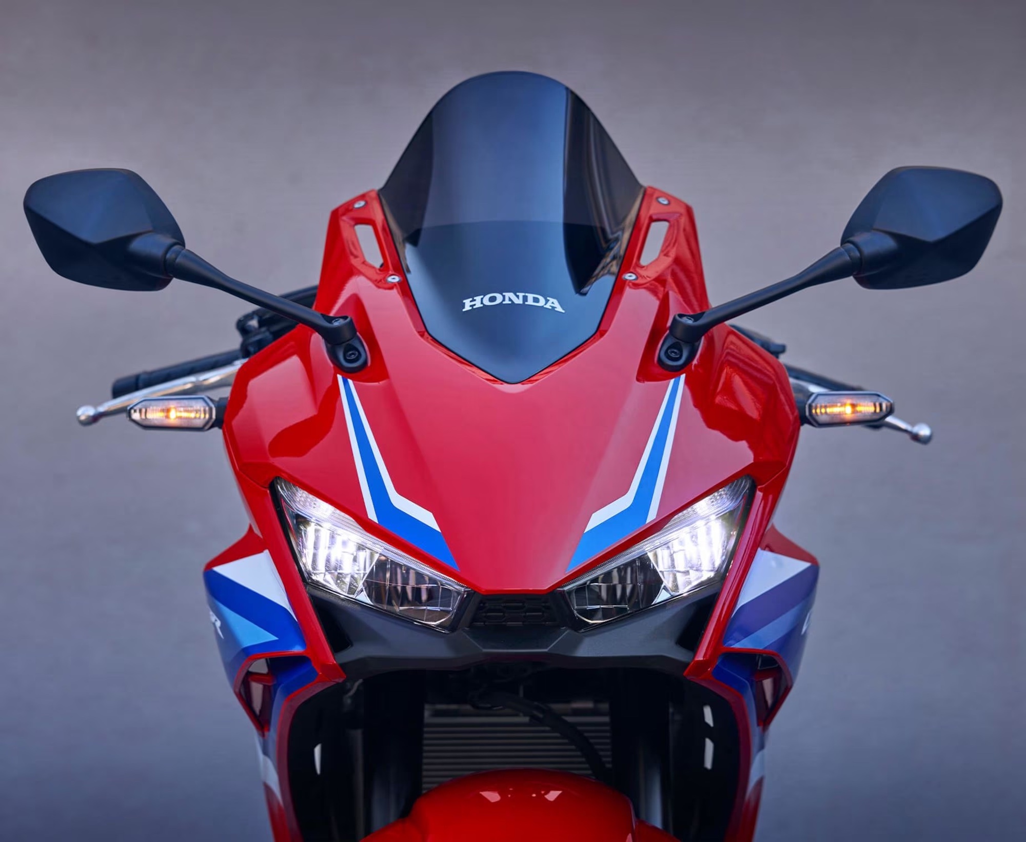 A view of a Honda CBR500R, in anticipation of a newly-filed "CBR500R Four."