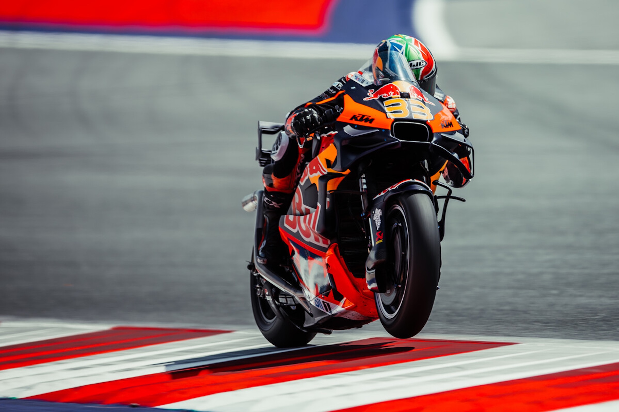 A view of a KTM racer.