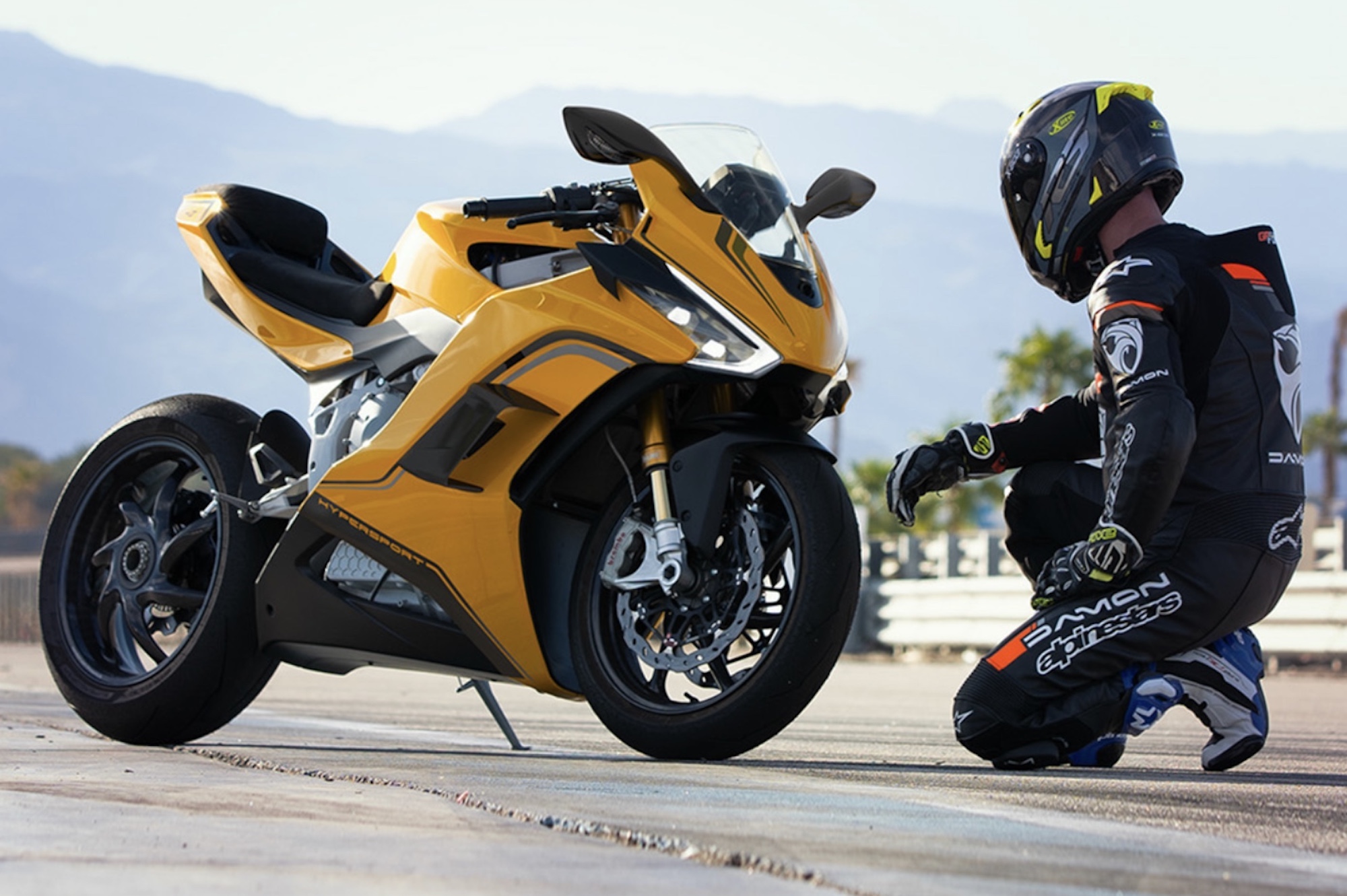 A view of Damon's HyperSport having a "real talk" moment with its rider.