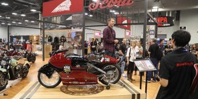 A view of a custom Indian Motorcycle.