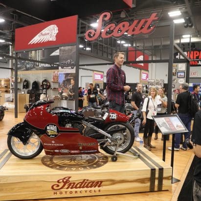 A view of a custom Indian Motorcycle.