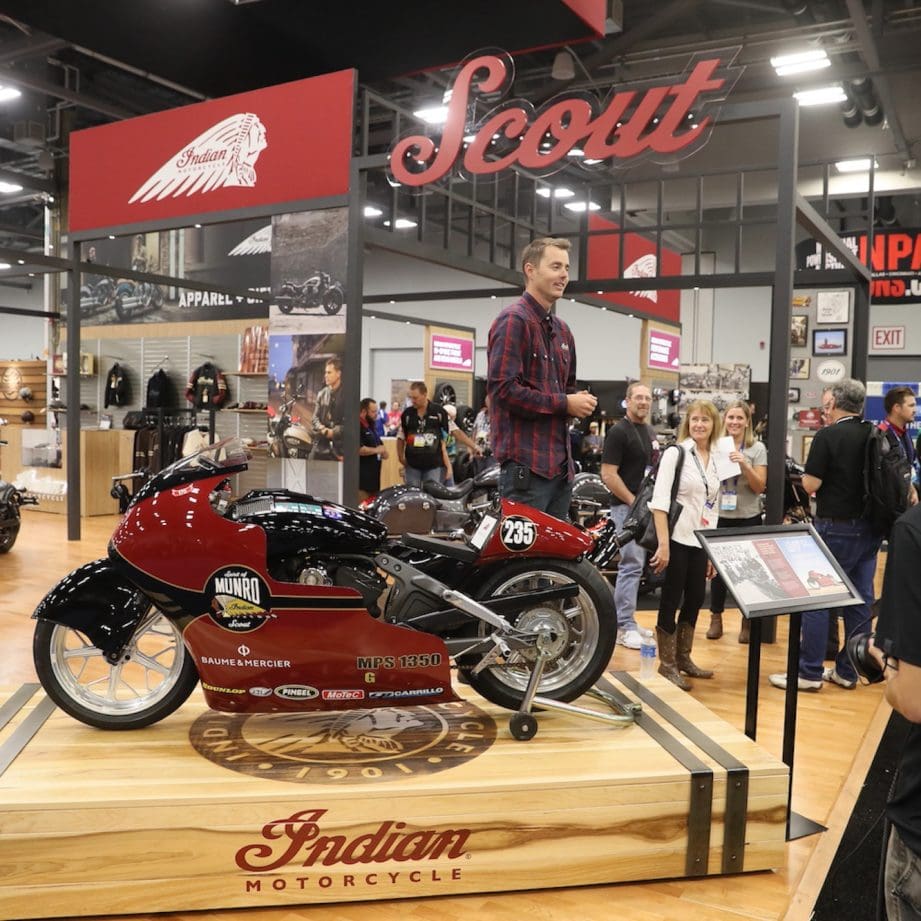 A view of a custom Indian Motorcycle.