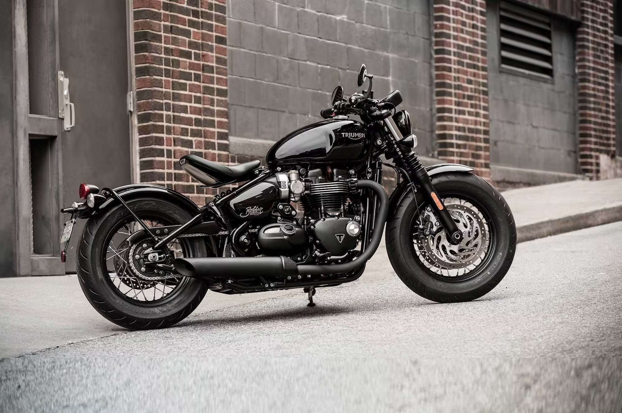 A view of a Triumph bobber.