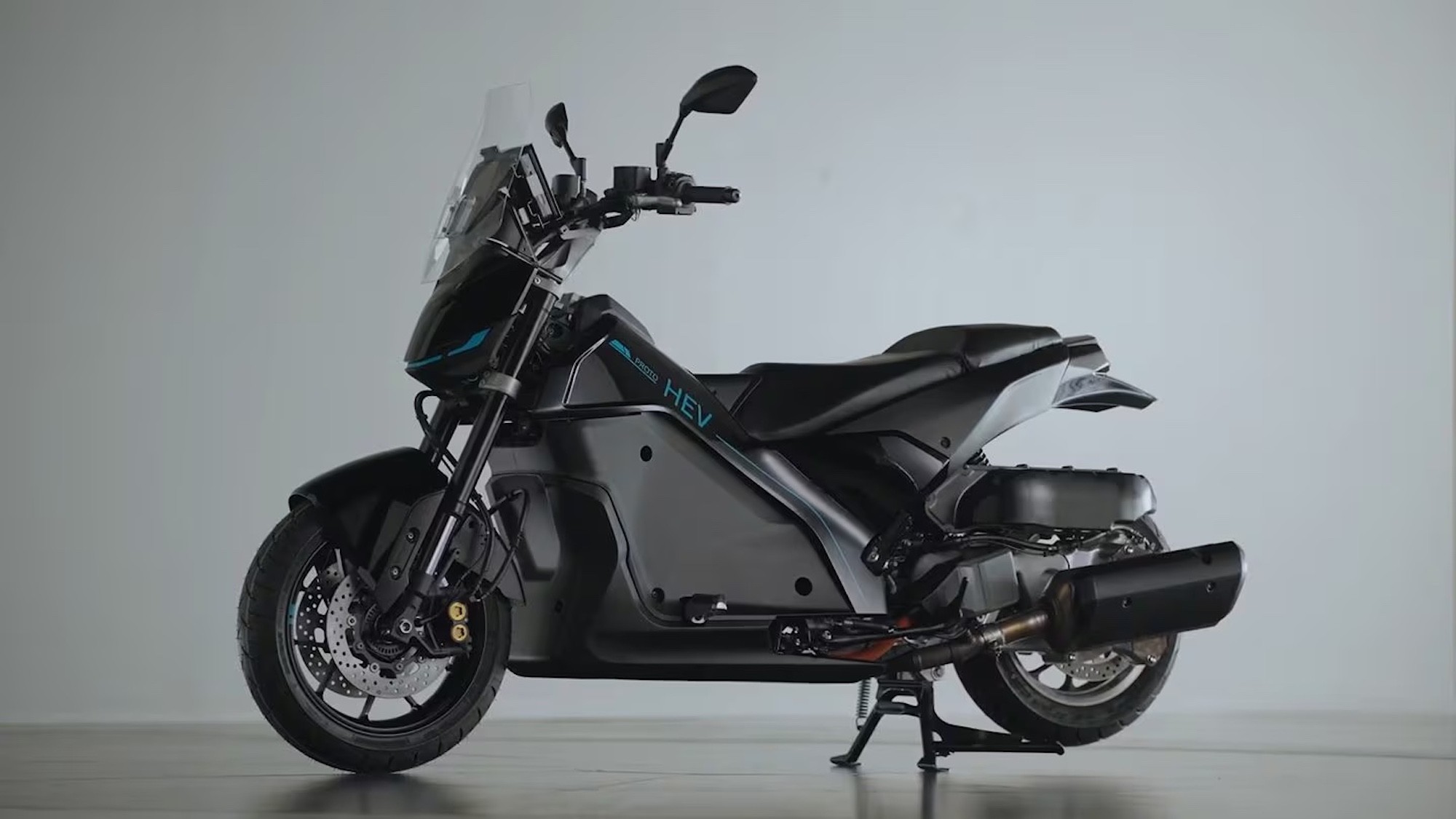 A view of Yamaha's new XMAX SPHEV hybrid prototype.