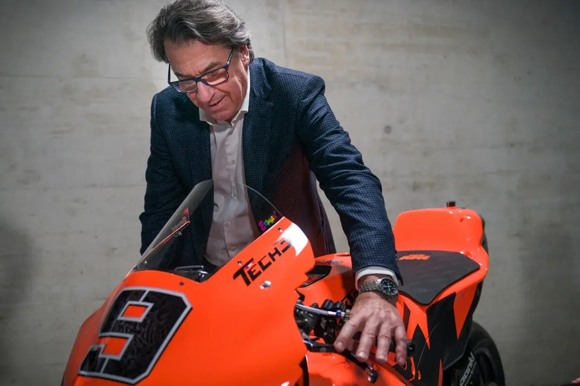 A view of KTM's previous CEO on a TKM bike.